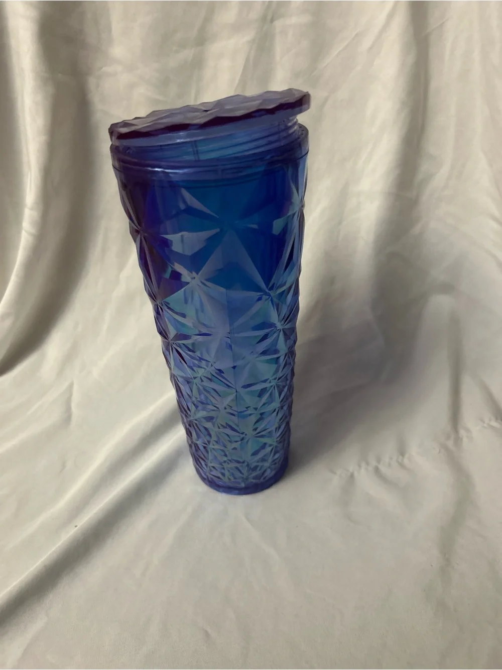 Starbucks Iridescent Blue-Purple Geometric Tumbler with Lid